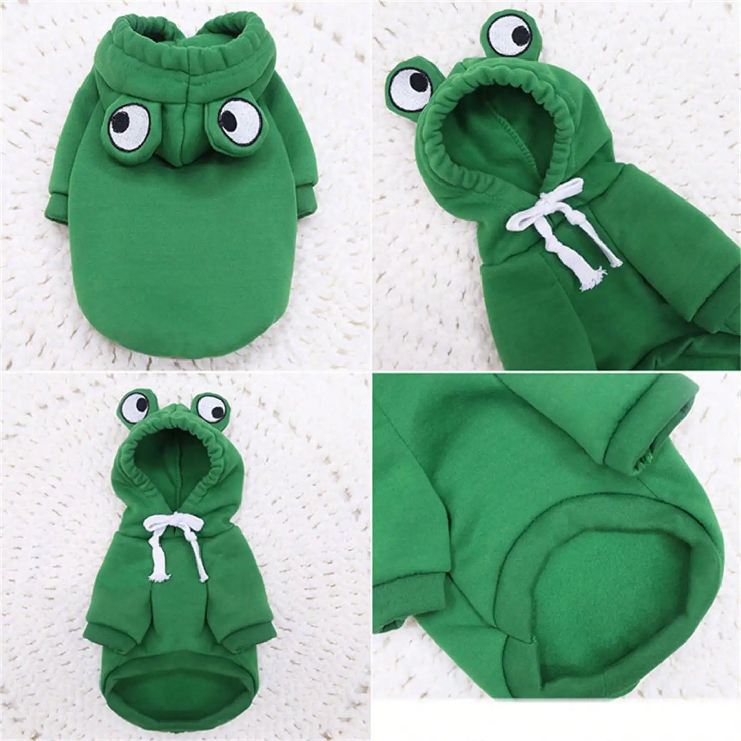 Cute Frog Pet Hoodie – Winter Warm Velvet Lined Dog & Cat Sweater - ZOOMNSTORE