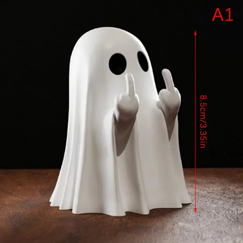 Cute Ghost Statue - Middle Finger Halloween Decor Scary Figurine for Home  Shelf Centerpiece - ZOOMNSTORE