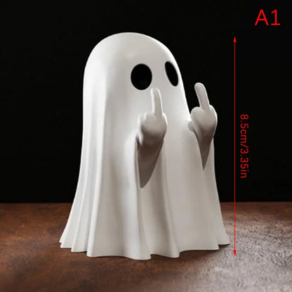 Cute Ghost Statue - Middle Finger Halloween Decor Scary Figurine for Home  Shelf Centerpiece - ZOOMNSTORE