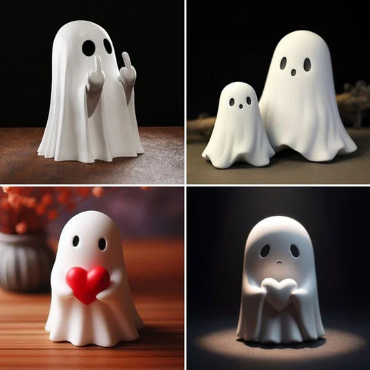 Cute Ghost Statue - Middle Finger Halloween Decor Scary Figurine for Home  Shelf Centerpiece - ZOOMNSTORE