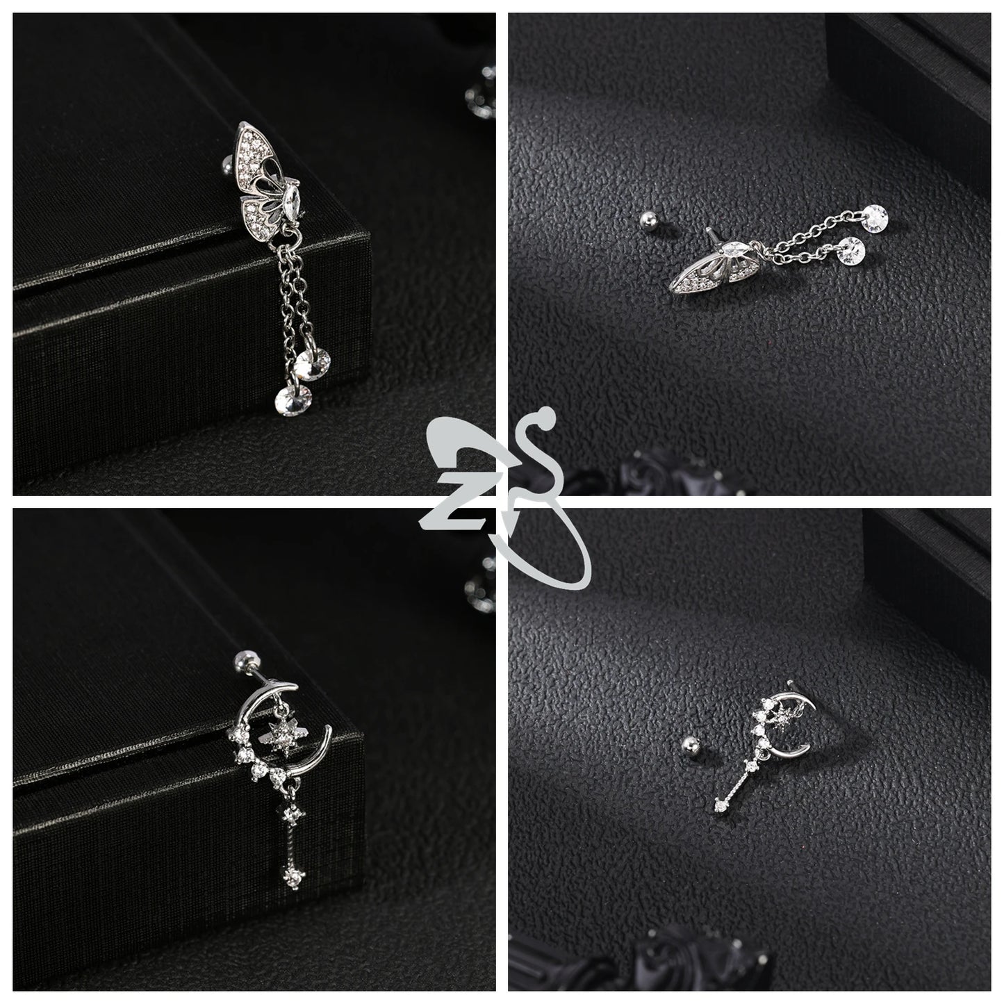 Cute Heart Stud Earrings - 20G Pink CZ Crystal Jewelry for Kids  Women - ZOOMNSTORE