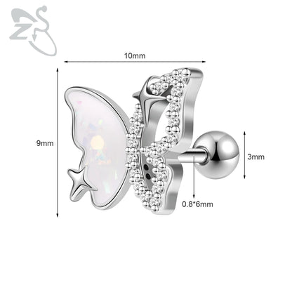 Cute Heart Stud Earrings - 20G Pink CZ Crystal Jewelry for Kids  Women - ZOOMNSTORE