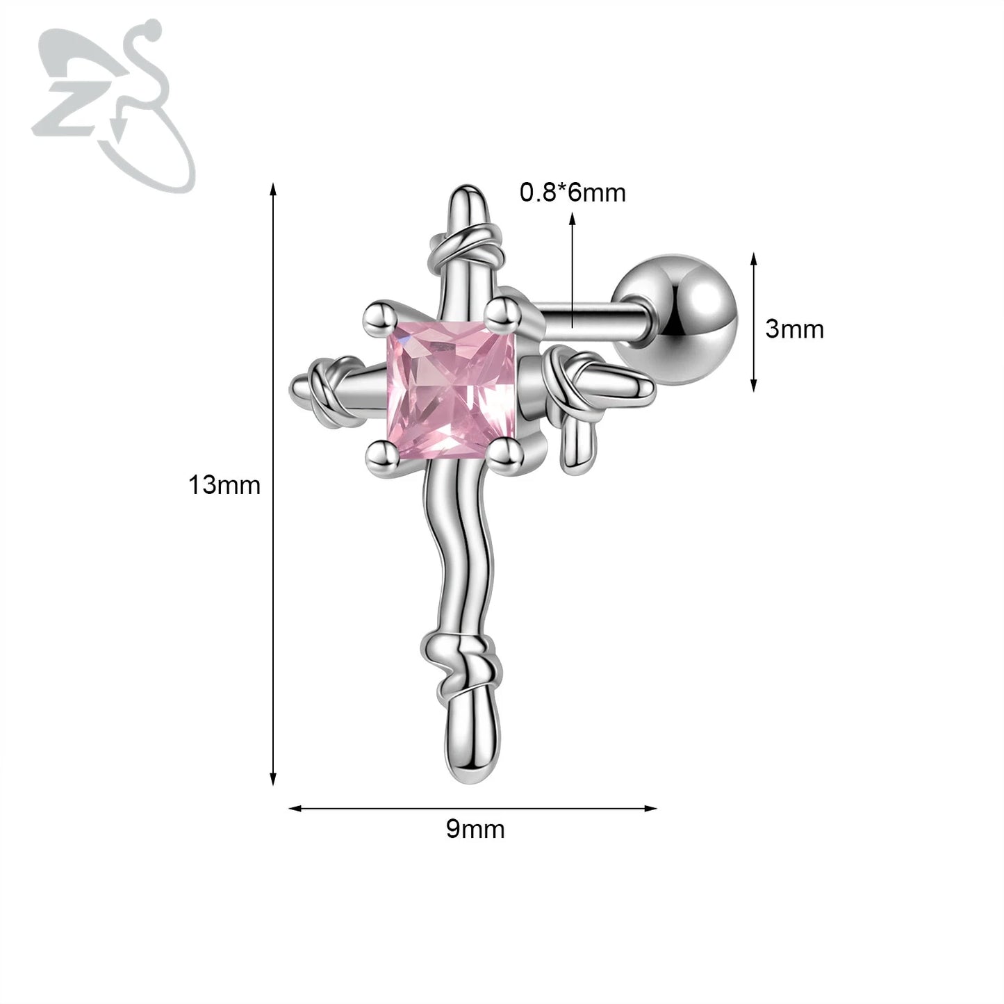 Cute Heart Stud Earrings - 20G Pink CZ Crystal Jewelry for Kids  Women - ZOOMNSTORE