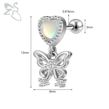 Cute Heart Stud Earrings - 20G Pink CZ Crystal Jewelry for Kids  Women - ZOOMNSTORE