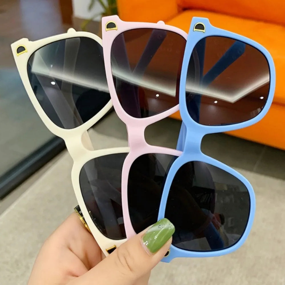 Cute Iridescent Square Sunglasses for Kids - Candy Color Shades for Boys and Girls - ZOOMNSTORE