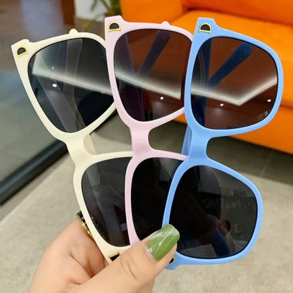 Cute Iridescent Square Sunglasses for Kids - Candy Color Shades for Boys and Girls - ZOOMNSTORE