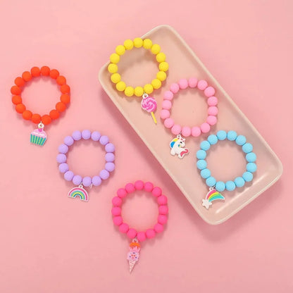 Cute Popcorn Beads Bracelet - Friendship Jewelry for Girls with Star Moon Cloud and Flower Accents - ZOOMNSTORE