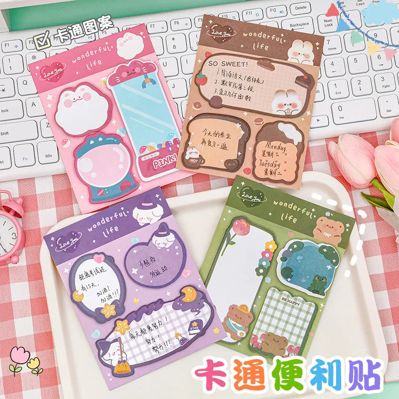 Kawaii Sticky Notes - Cute Cartoon Memo Pads Colorful School Supplies - ZOOMNSTORE