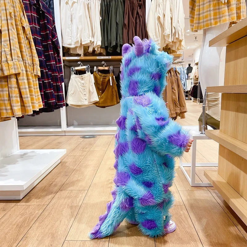 Cute Sully Monster Costume For Kids Halloween Kawaii Outfit Baby Boy Girl Winter Cosplay Clothes Warm Soft Romper Blue Suit - ZOOMNSTORE