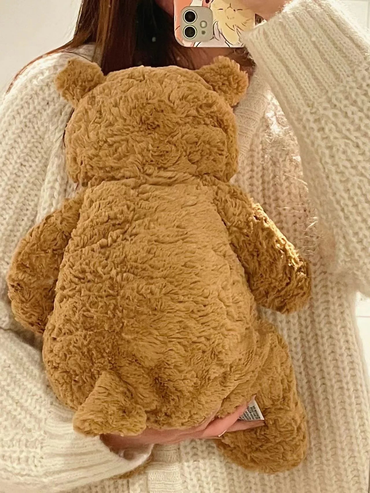 Cute Teddy Bear Plush - Soft Stuffed Bear with Brown Sweater, PP Cotton Filling - ZOOMNSTORE