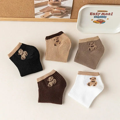 Cute Teddy Bear Short Socks - Casual SpringSummer Boat Socks - ZOOMNSTORE