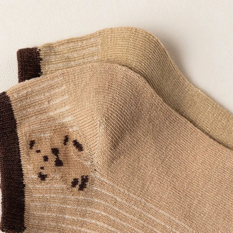 Cute Teddy Bear Short Socks - Casual SpringSummer Boat Socks - ZOOMNSTORE