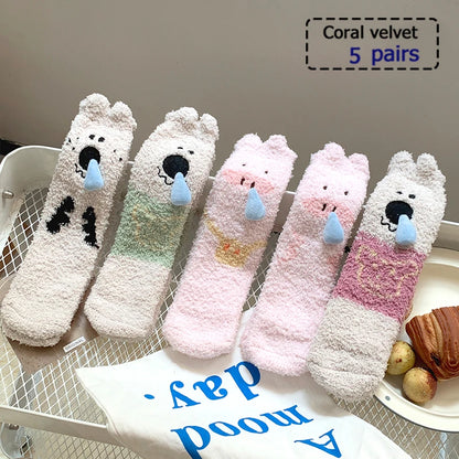 Cute Teddy Bear Short Socks - Casual SpringSummer Boat Socks - ZOOMNSTORE