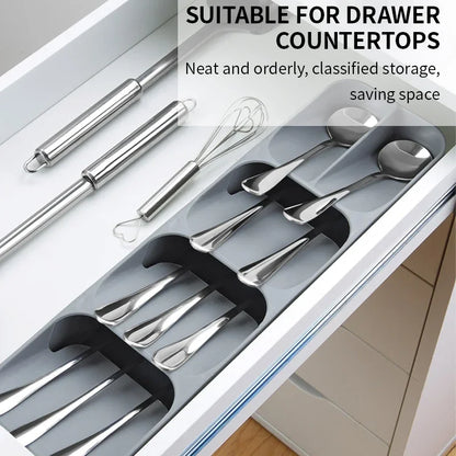 Cutlery Organizer Tray - Kitchen Drawer Storage for Knives Spoons Forks and Spice Bottles - ZOOMNSTORE