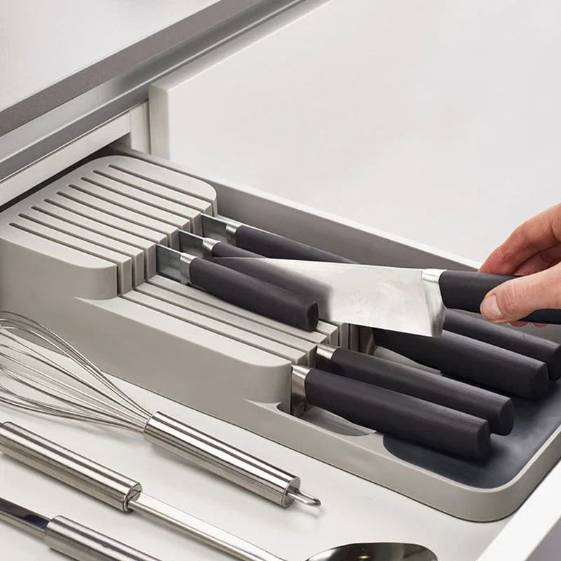 Cutlery Organizer Tray - Kitchen Drawer Storage for Knives Spoons Forks and Spice Bottles - ZOOMNSTORE