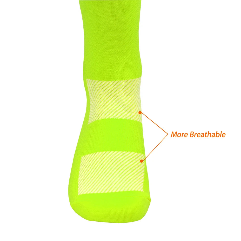 Cycling Grip Socks - Non Slip Quick Dry Mid-Calf Breathable Sports Performance Socks - ZOOMNSTORE