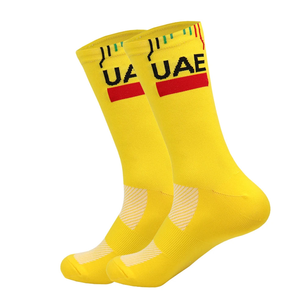 Cycling Grip Socks - Non Slip Quick Dry Mid-Calf Breathable Sports Performance Socks - ZOOMNSTORE