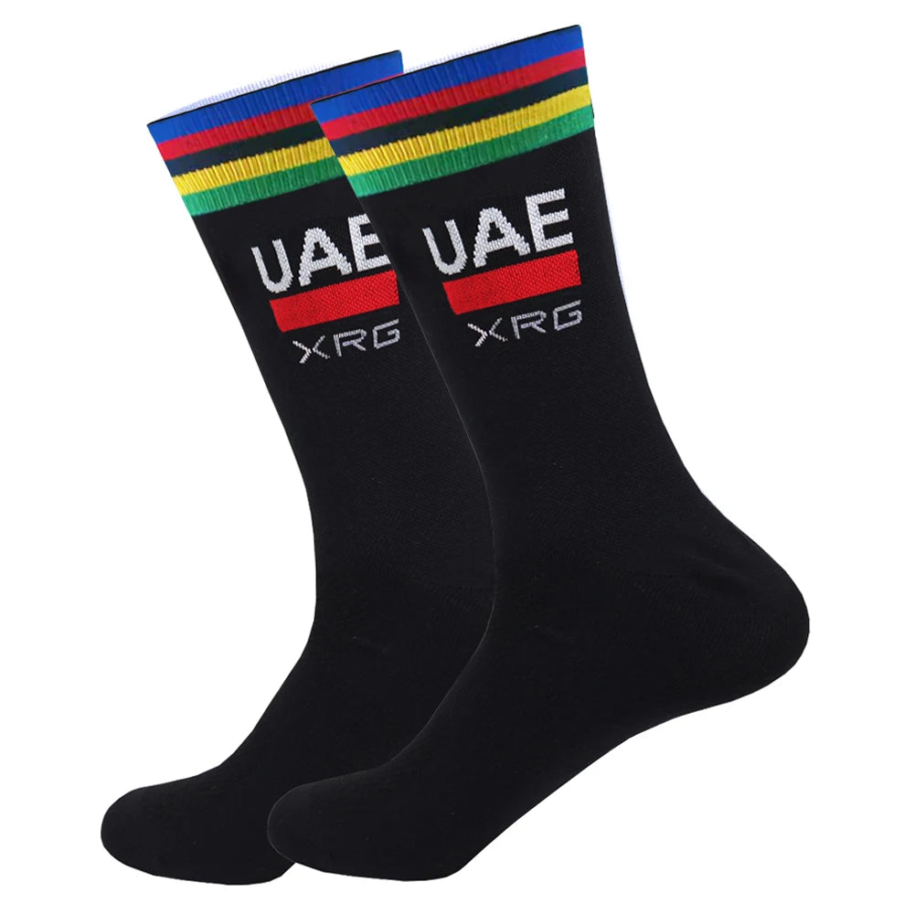 Cycling Grip Socks - Non Slip Quick Dry Mid-Calf Breathable Sports Performance Socks - ZOOMNSTORE
