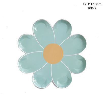 Daisy Flower Paper Plates - Disposable Picnic  Birthday Party Decor - ZOOMNSTORE