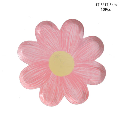 Daisy Flower Paper Plates - Disposable Picnic  Birthday Party Decor - ZOOMNSTORE