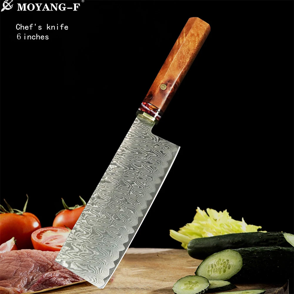 Damascus Steel Chef Knife - Carbon Steel Chopping  Slicing Knife - ZOOMNSTORE
