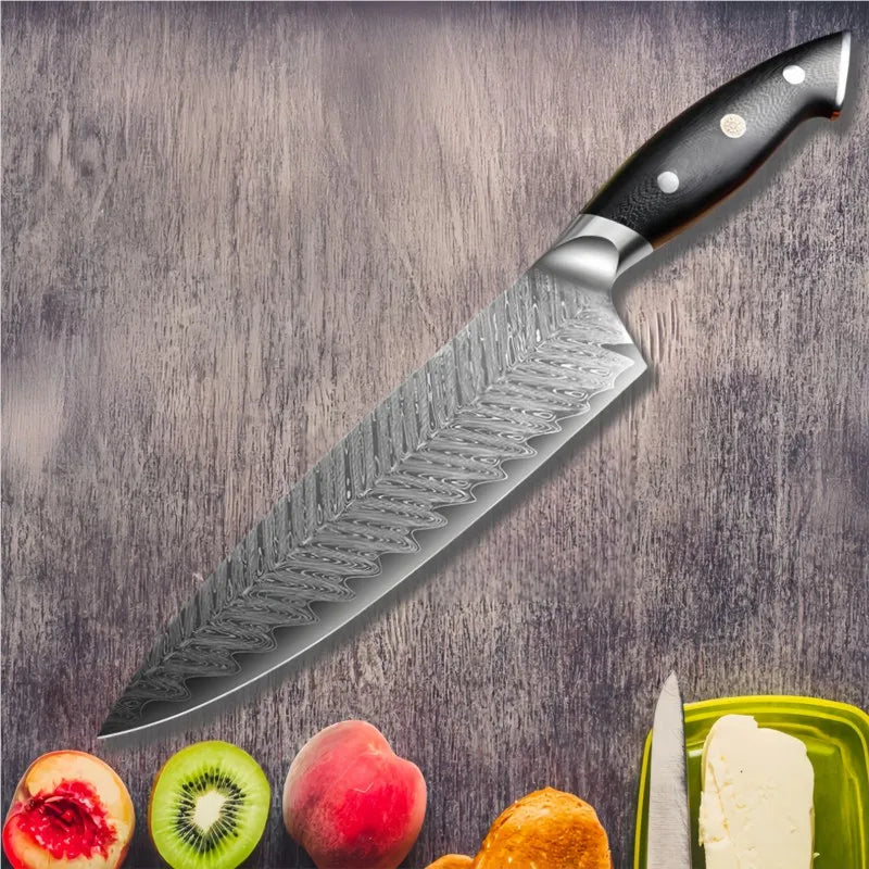 Damascus Chef Knife - AUS-10 Steel 67-Layer Vg10 Slicing Cleaver for Meat and Fish - ZOOMNSTORE