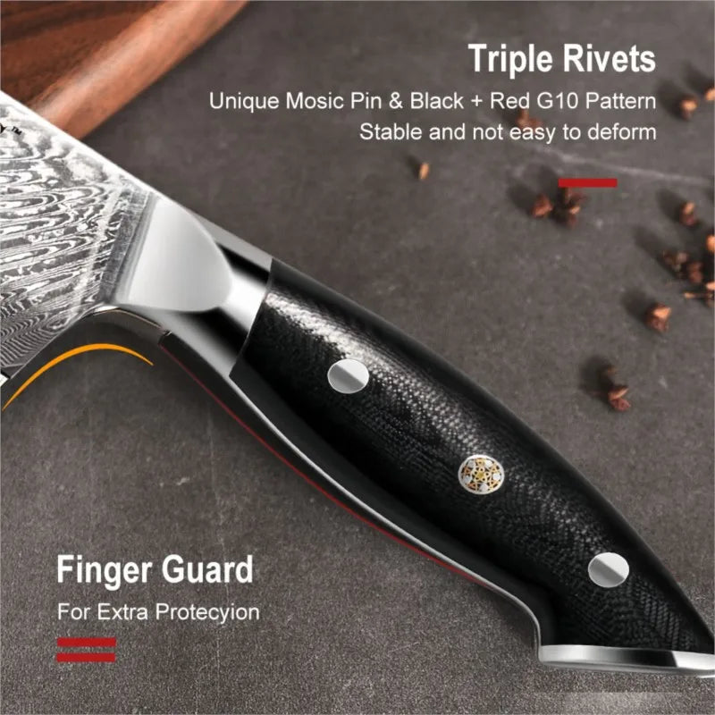 Damascus Chef Knife - AUS-10 Steel 67-Layer Vg10 Slicing Cleaver for Meat and Fish - ZOOMNSTORE