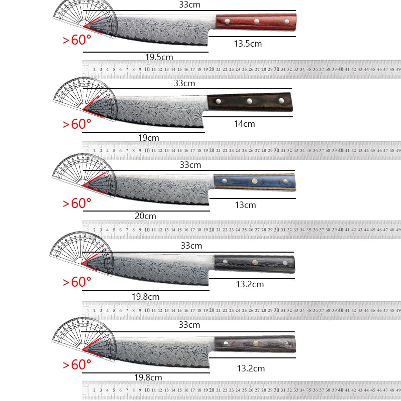 Damascus Chef Knife - Japanese Santoku Slicing Knife with Solid Wood Handle - ZOOMNSTORE