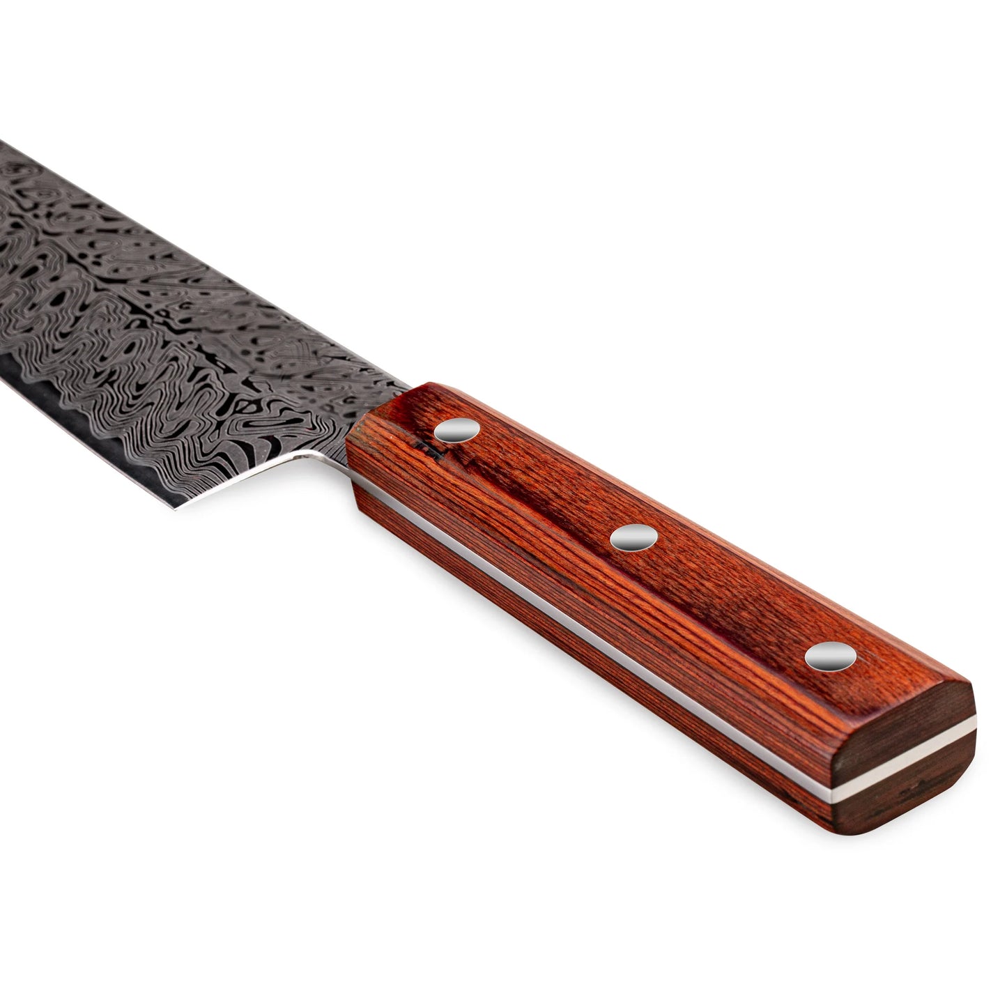 Damascus Chef Knife - Japanese Santoku Slicing Knife with Solid Wood Handle - ZOOMNSTORE