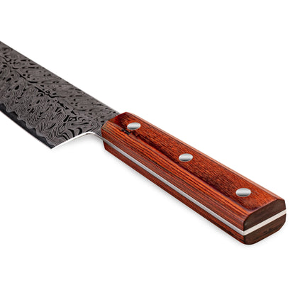 Damascus Chef Knife - Japanese Santoku Slicing Knife with Solid Wood Handle - ZOOMNSTORE