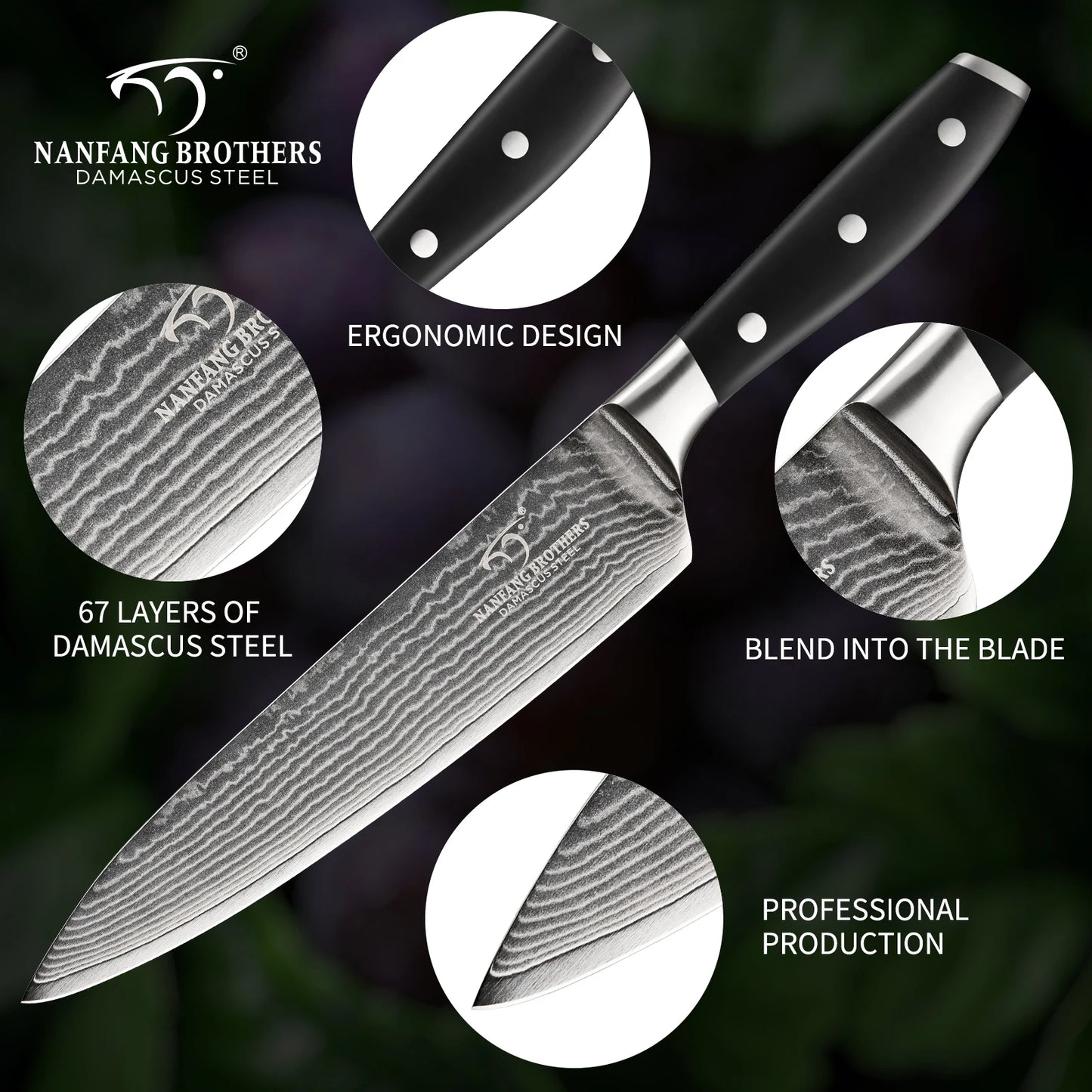 Premium 8 Inch Damascus Steel Chef Knife - Sashimi Knife with ABS Handle and Gift Box - ZOOMNSTORE
