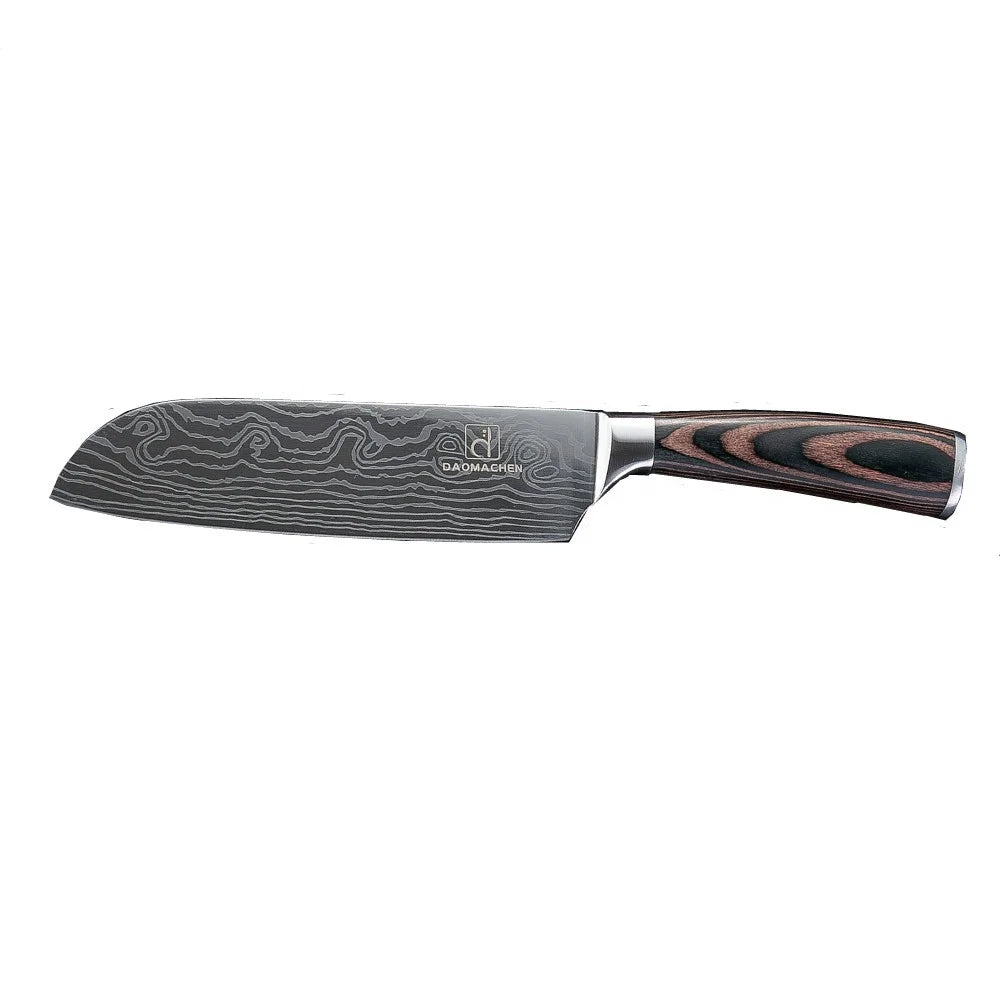 Damascus Pattern Japanese Kitchen Knife - Color Wood Handle - ZOOMNSTORE