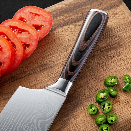 Damascus Pattern Kitchen Slicing Knife - Premium Chef Knife - ZOOMNSTORE