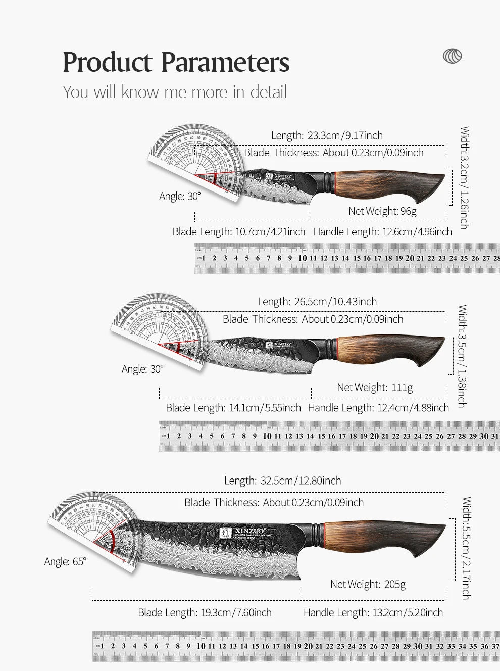 Damascus Knife Set - 67-Layer Steel with White Oak  Red G10 Handles 1-6 Pieces - ZOOMNSTORE