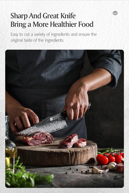 Damascus Knife Set - 67-Layer Steel with White Oak  Red G10 Handles 1-6 Pieces - ZOOMNSTORE