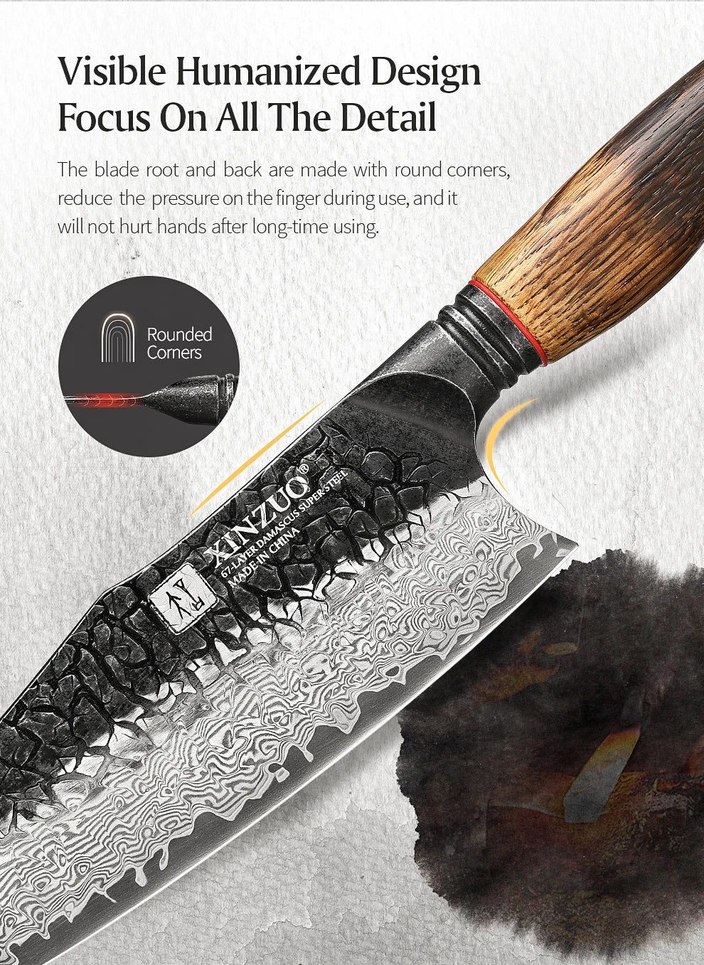 Damascus Knife Set - 67-Layer Steel with White Oak  Red G10 Handles 1-6 Pieces - ZOOMNSTORE