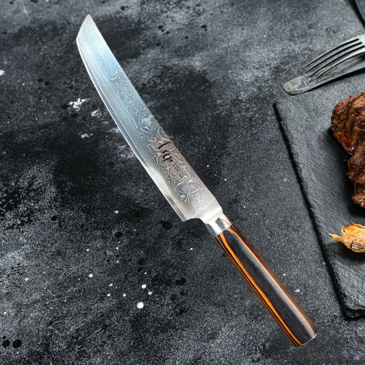 Damascus Steel Chef Knife - Butcher Cleaver  Kiritsuke Slicing Tool - ZOOMNSTORE