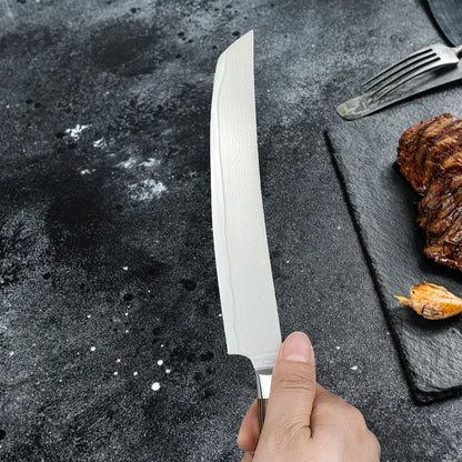 Damascus Steel Chef Knife - Butcher Cleaver  Kiritsuke Slicing Tool - ZOOMNSTORE