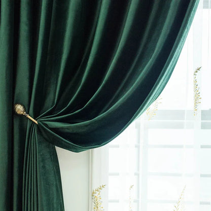 Dark Green Velvet Curtains - Luxury 80 Blackout Window Drapes for Living Room and Bedroom - ZOOMNSTORE