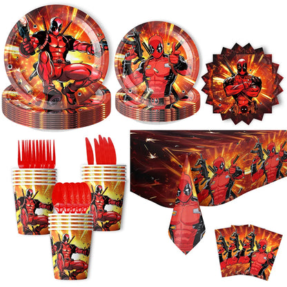 Deadpool Birthday Party Supplies - Disposable Tableware Cake Topper and Banner - ZOOMNSTORE