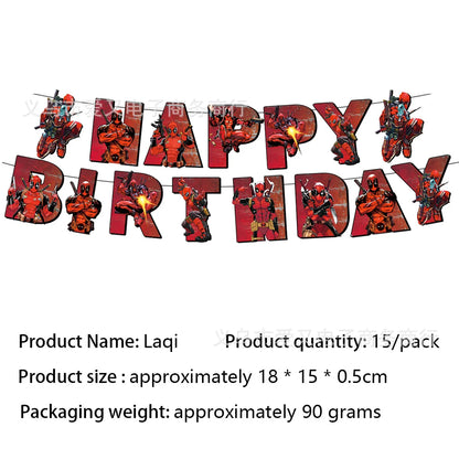 Deadpool Birthday Party Supplies - Disposable Tableware Cake Topper and Banner - ZOOMNSTORE