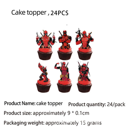 Deadpool Birthday Party Supplies - Disposable Tableware Cake Topper and Banner - ZOOMNSTORE