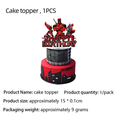Deadpool Birthday Party Supplies - Disposable Tableware Cake Topper and Banner - ZOOMNSTORE