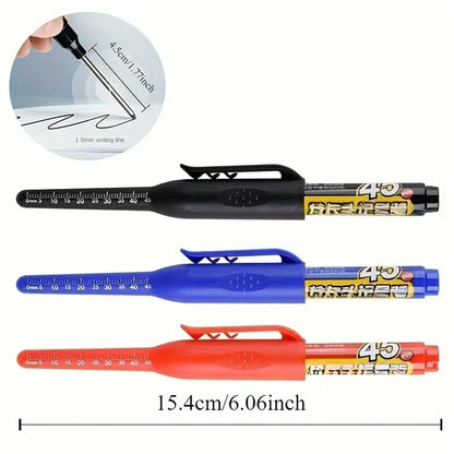 1-6Pcs Multi-Purpose 45mm Deep Drill Hole Long Nib Marker Pens Waterproof for Bathroom Woodworking Long Head Carpenter Pen - ZOOMNSTORE