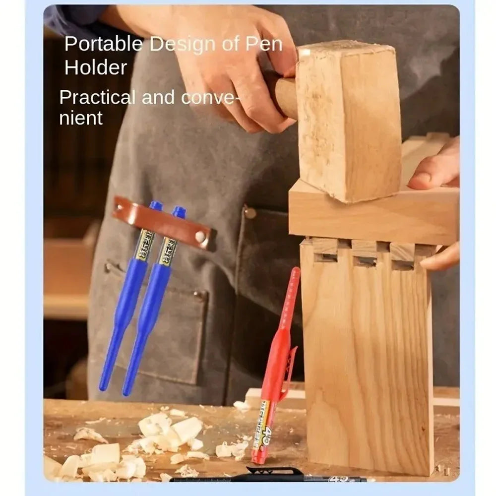 1-6Pcs Multi-Purpose 45mm Deep Drill Hole Long Nib Marker Pens Waterproof for Bathroom Woodworking Long Head Carpenter Pen - ZOOMNSTORE