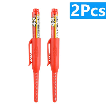 1-6Pcs Multi-Purpose 45mm Deep Drill Hole Long Nib Marker Pens Waterproof for Bathroom Woodworking Long Head Carpenter Pen - ZOOMNSTORE