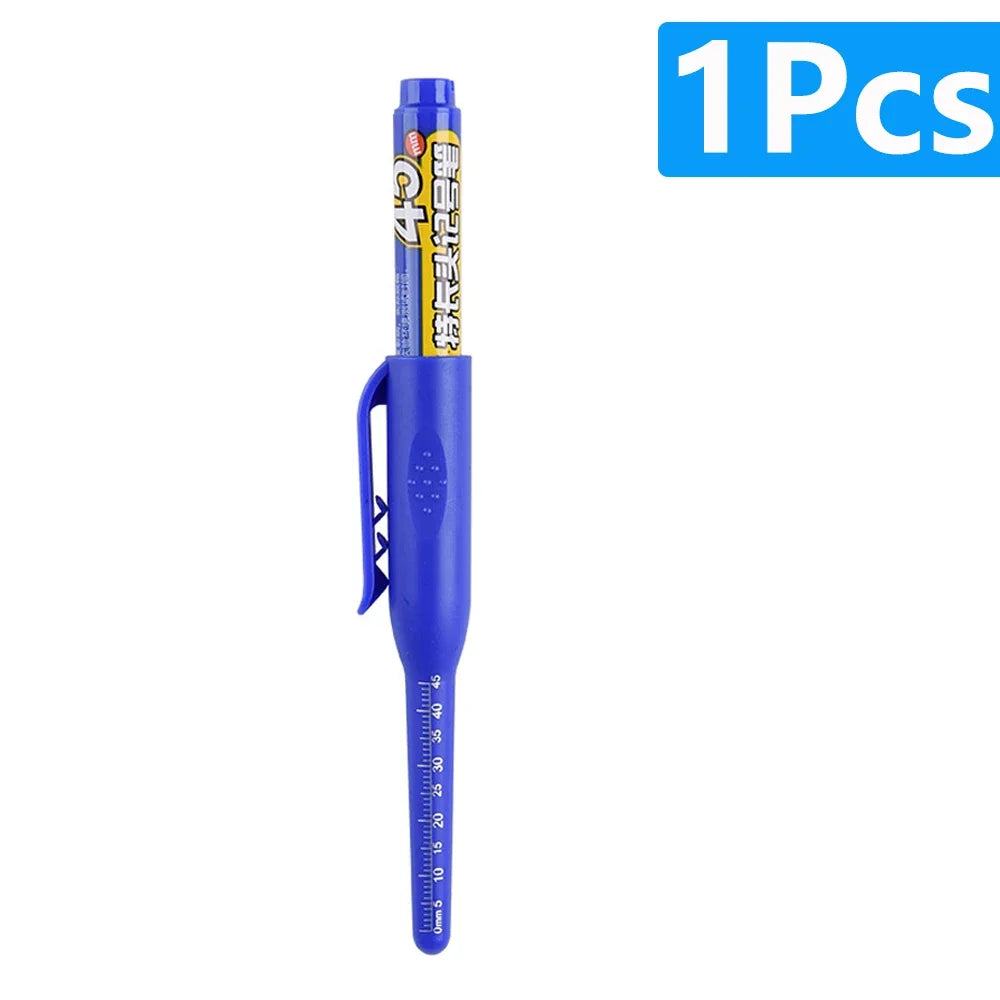 1-6Pcs Multi-Purpose 45mm Deep Drill Hole Long Nib Marker Pens Waterproof for Bathroom Woodworking Long Head Carpenter Pen - ZOOMNSTORE
