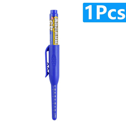 1-6Pcs Multi-Purpose 45mm Deep Drill Hole Long Nib Marker Pens Waterproof for Bathroom Woodworking Long Head Carpenter Pen - ZOOMNSTORE