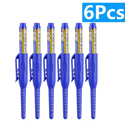 1-6Pcs Multi-Purpose 45mm Deep Drill Hole Long Nib Marker Pens Waterproof for Bathroom Woodworking Long Head Carpenter Pen - ZOOMNSTORE