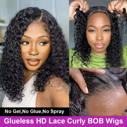 Deep Wave Bob Wig - Preplucked Lace Front Wig 13x6 Short Curly Human Hair - ZOOMNSTORE